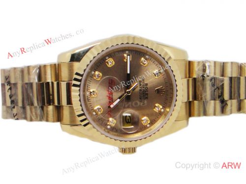 Yellow Gold Rolex Datejust Watch / President Band / Gold diamond